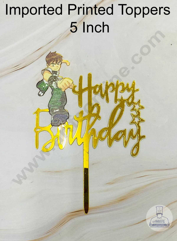 CAKE DECOR™ 5 Inch Imported Printed Cake and Cupcake Topper - Happy Birthday Ben 10 Theme (SBMT-IMP-006)