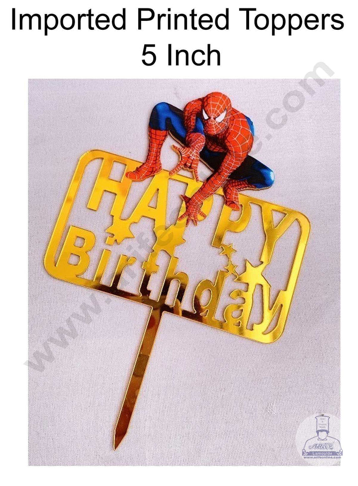 CAKE DECOR™ 5 Inch Imported Printed Cake and Cupcake Topper - Happy Birthday Spiderman Theme (SBMT-IMP-003)