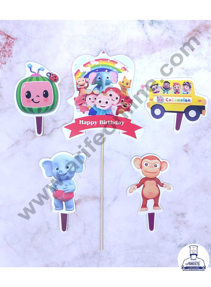 CAKE DECOR™ 5 pcs Happy Birthday Coco melon Theme Paper Topper For Cake And Cupcake SBMT-PT-080