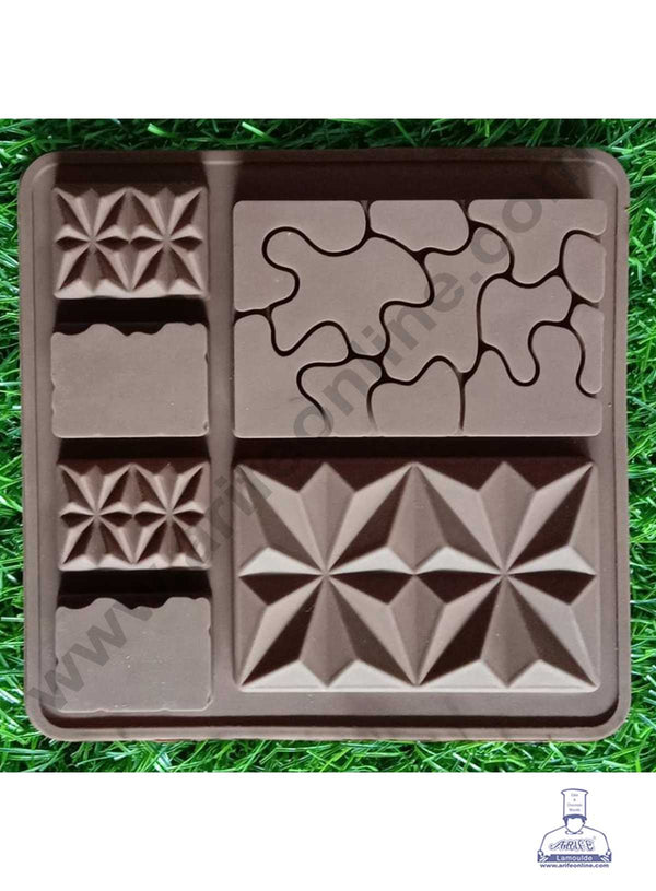 CAKE DECOR™ 6 Cavity Puzzle and Star Shape Silicon Chocolate Mould, Ice Mould, Chocolate Decorating Mould SBSM-887