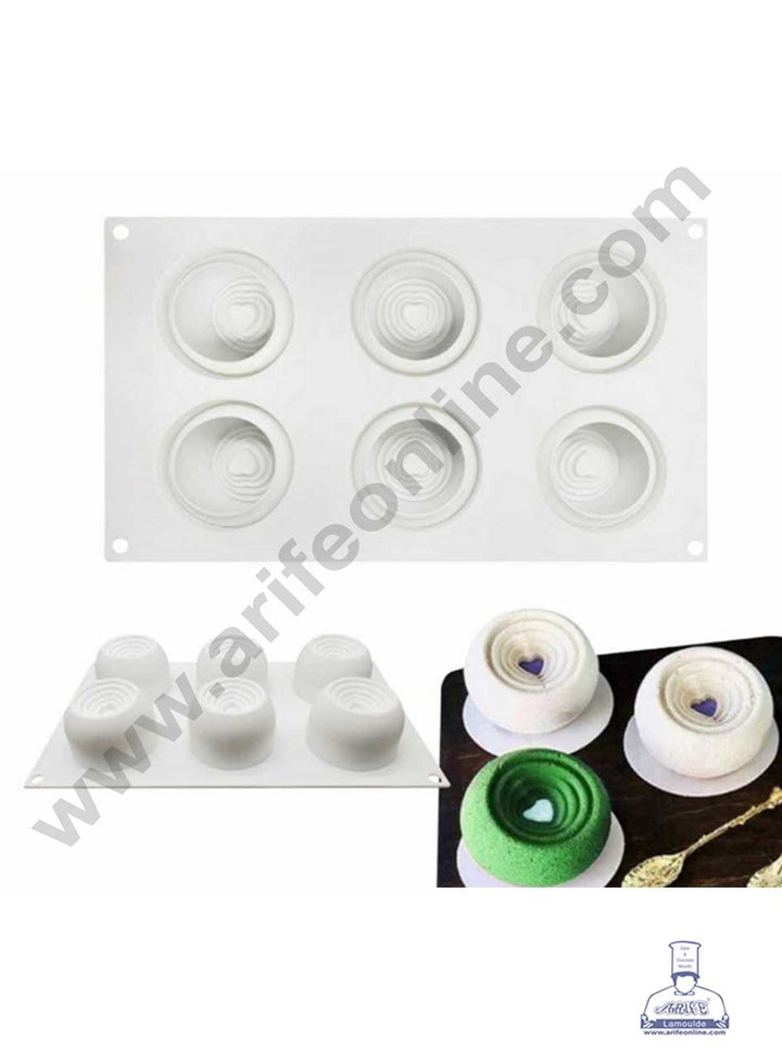 CAKE DECOR™ 6 Cavity Round Heart Shape Silicon Muffin Mould Silicon Cupcake Mould (SBSM-860)