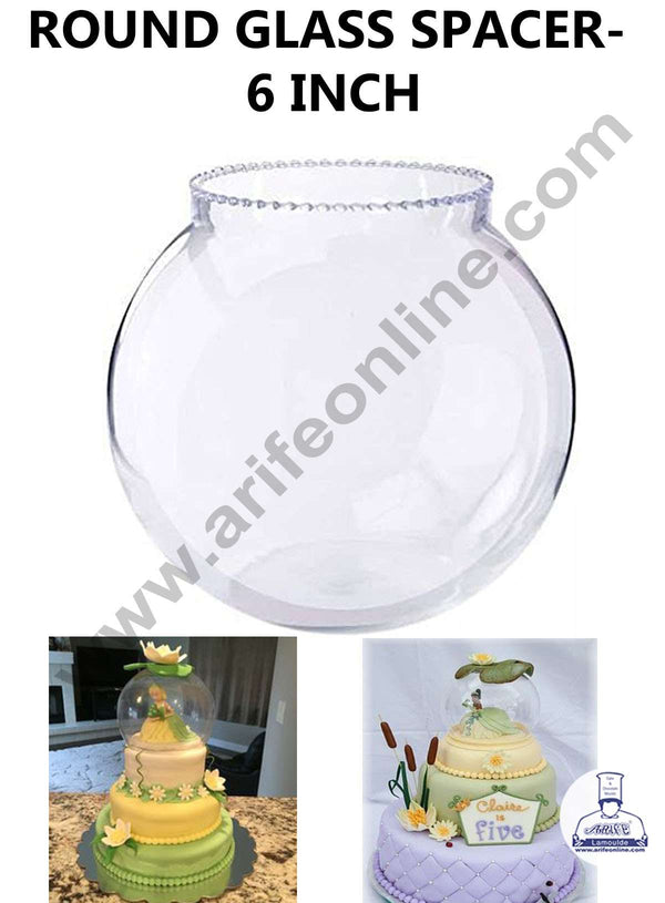 CAKE DECOR™ 6 Inch Round Glass Spacer For Cake Decorations
