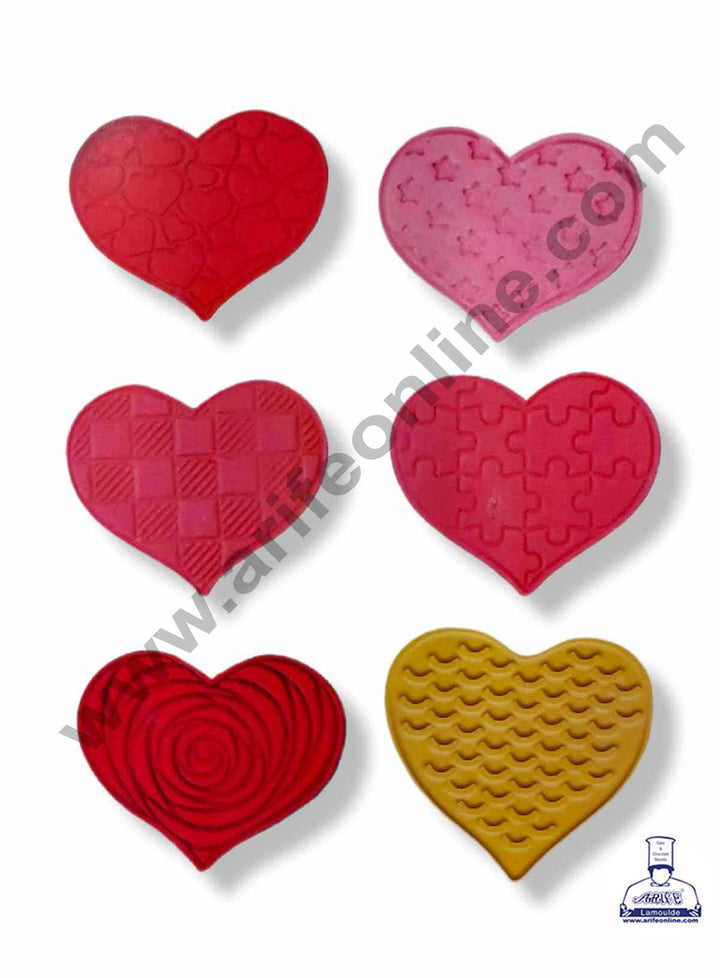 CAKE DECOR™ 6 Pcs Heart Set Plastic Biscuit Cutter 3D Cookie Cutter ( SBCK-11 )