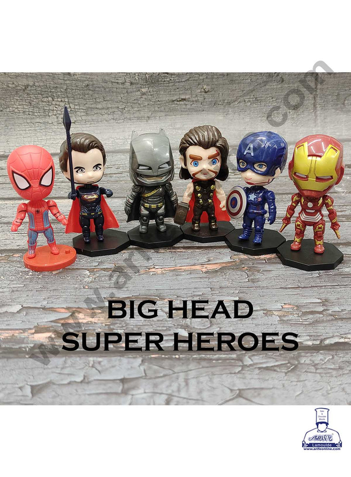 CAKE DECOR™ 6 Pieces Big Head Super Heroes Toys for Cake Toppers SBTO-033