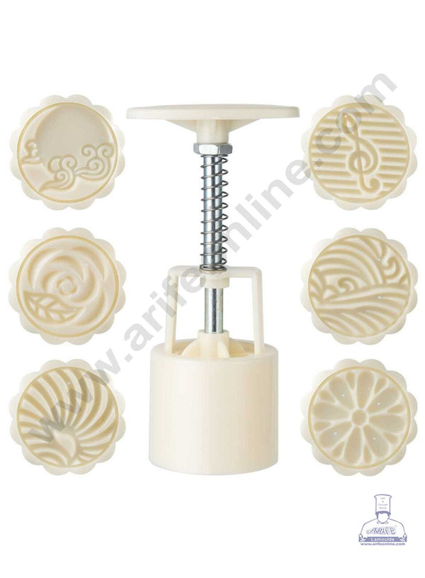 CAKE DECOR™ 7 Pcs Set Plastic Mix Shape Moon Cake Mould Plunger Mould ( SB-MOON-001 )