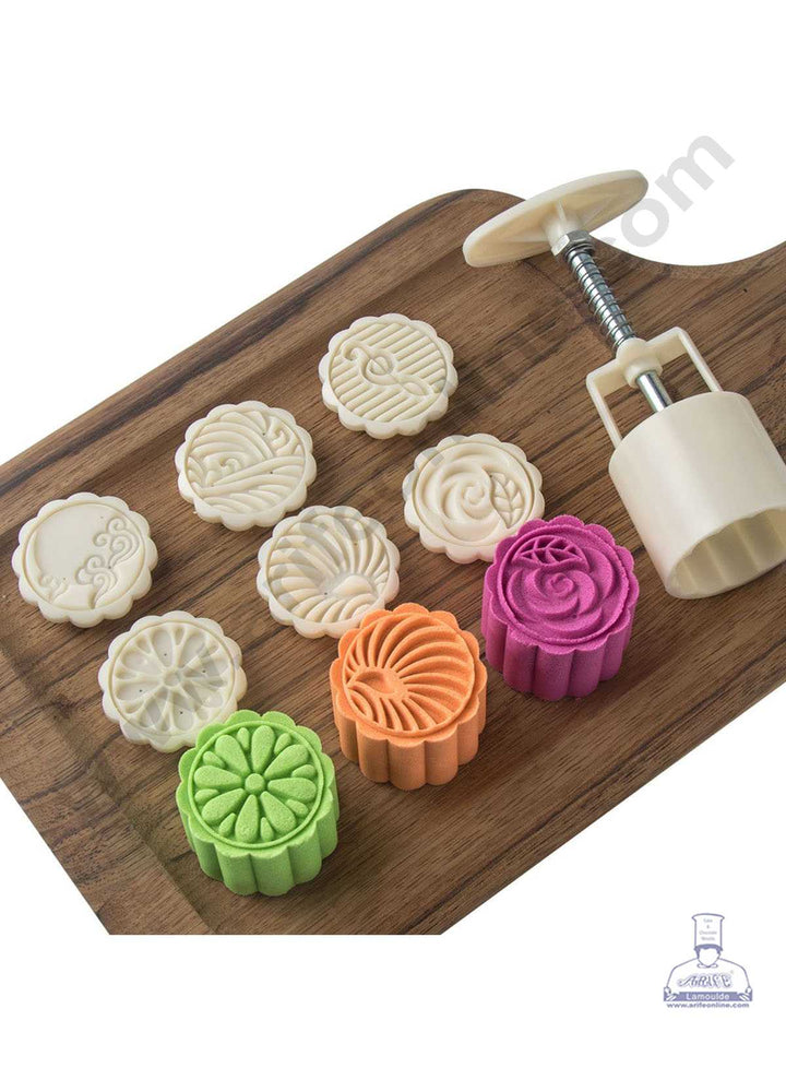 CAKE DECOR™ 7 Pcs Set Plastic Mix Shape Moon Cake Mould Plunger Mould ( SB-MOON-001 )