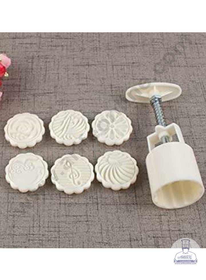 CAKE DECOR™ 7 Pcs Set Plastic Mix Shape Moon Cake Mould Plunger Mould ( SB-MOON-001 )