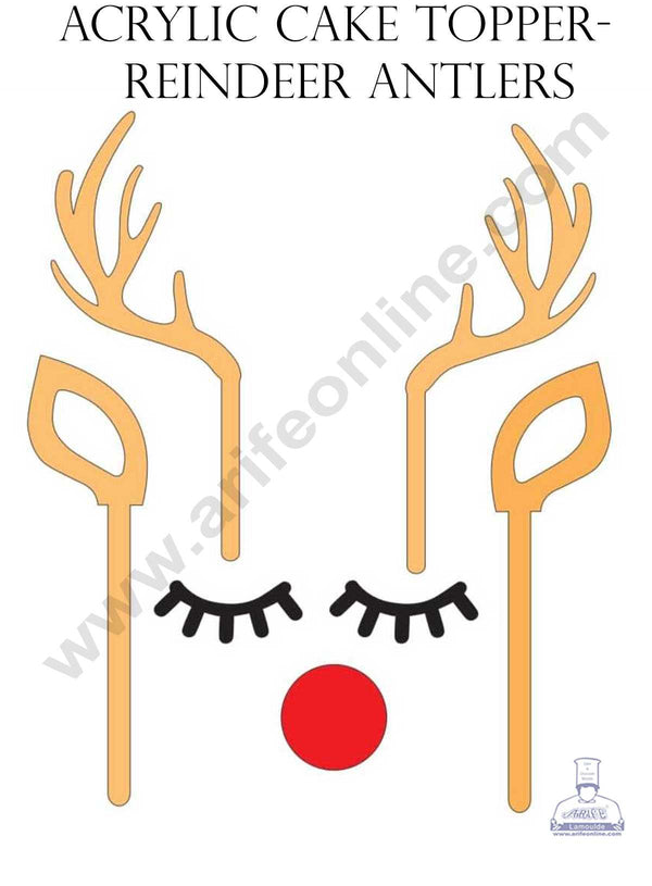 CAKE DECOR™ 7 pcs Set Reindeer Antlers Acrylic Finishing Cake Topper - Reindeer Antlers ( SBMT-RA-01)