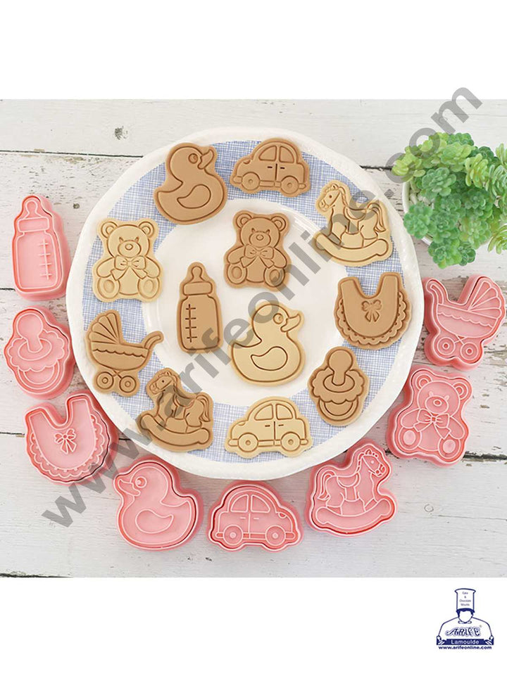 CAKE DECOR™ 8 Pcs Baby Theme Plastic Biscuit Cutter 3D Cookie Cutter ( SBCK-26 )