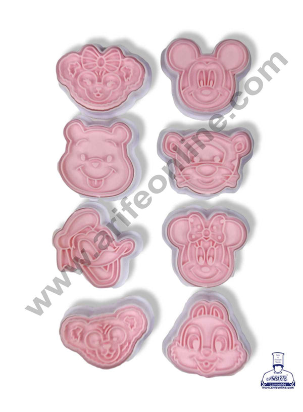 CAKE DECOR™ 8 Pcs Disney Cartoons Character Plastic Biscuit Cutter 3D Cookie Cutter ( SBCK-12 )
