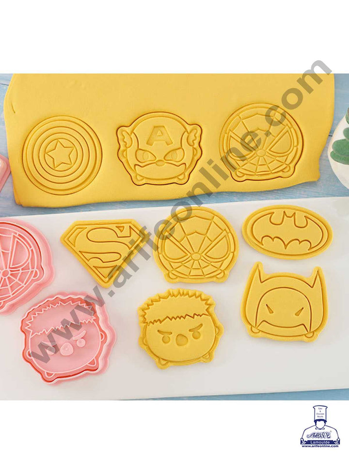 CAKE DECOR™ 8 Pcs Marvel Super Hero Plastic Biscuit Cutter 3D Cookie Cutter ( SBCK-01 )