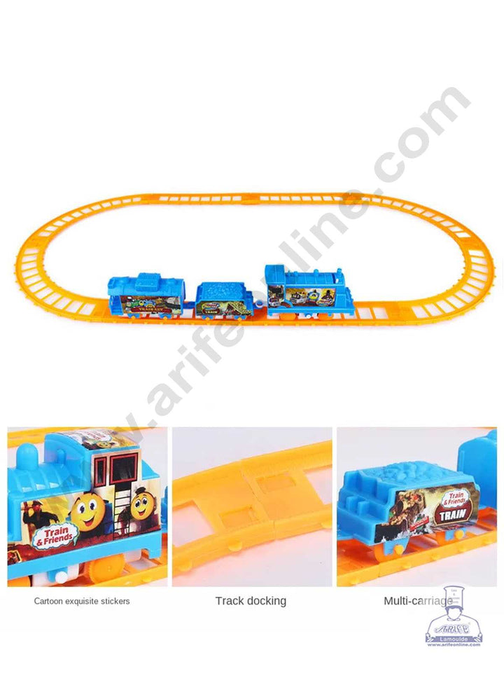 CAKE DECOR™ 9 Pcs Set Gauge Electric Train Plastic Toys for Cake Decoration Cake Toppers