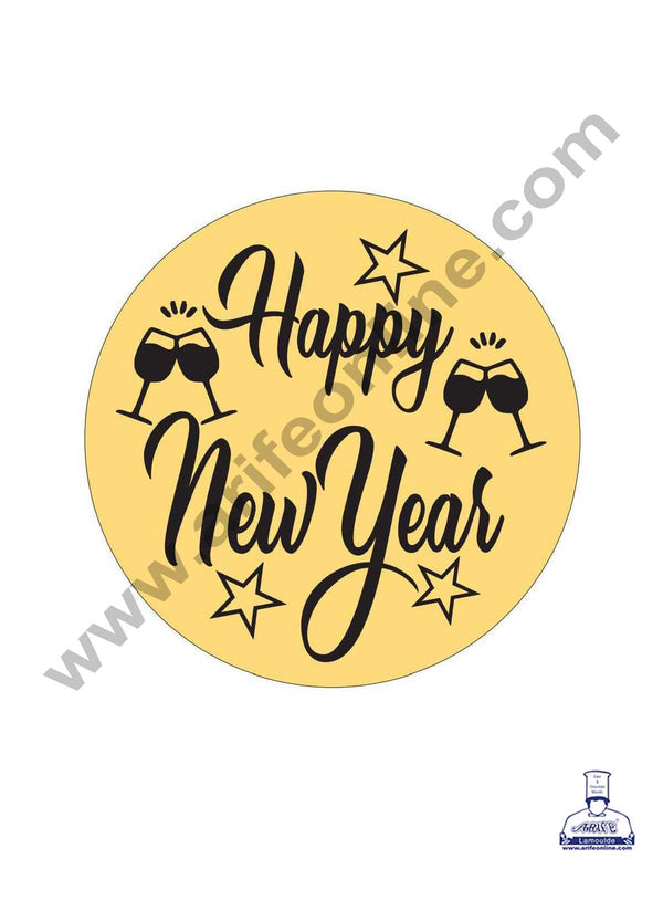 CAKE DECOR™ Acrylic Happy New Year Coin Topper for Cake and Cupcakes ( SBMT-Coin-034 )