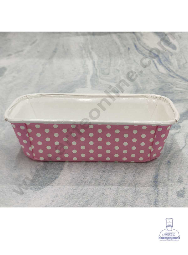 CAKE DECOR™ Bake & Serve Paper Baking Mould - Light Pink Polka Dot Plum Cake Mould (10 Pcs Pack)