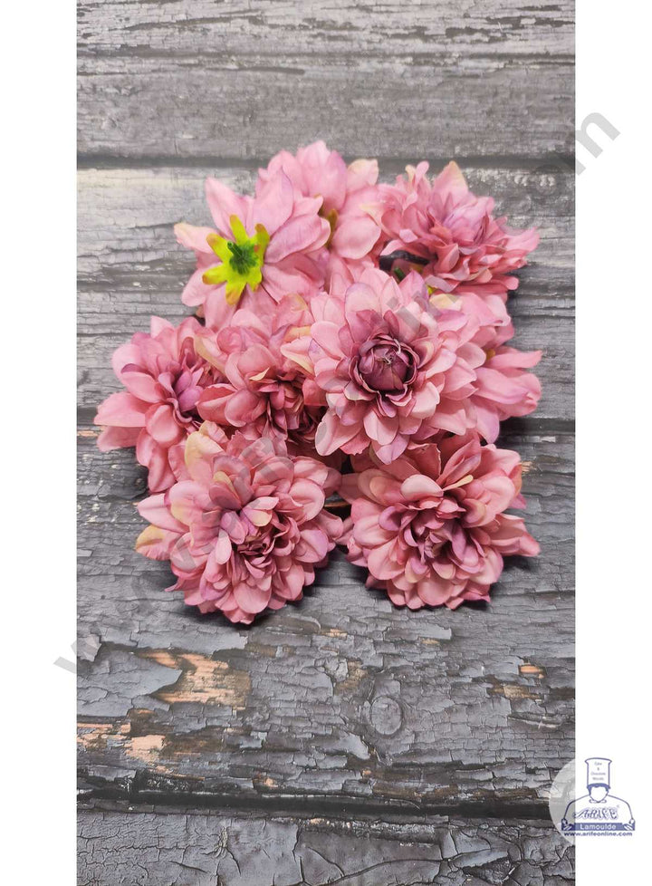 CAKE DECOR™ Big Dahlia Artificial Flower For Cake Decoration – Light Pink ( 10 pc pack )