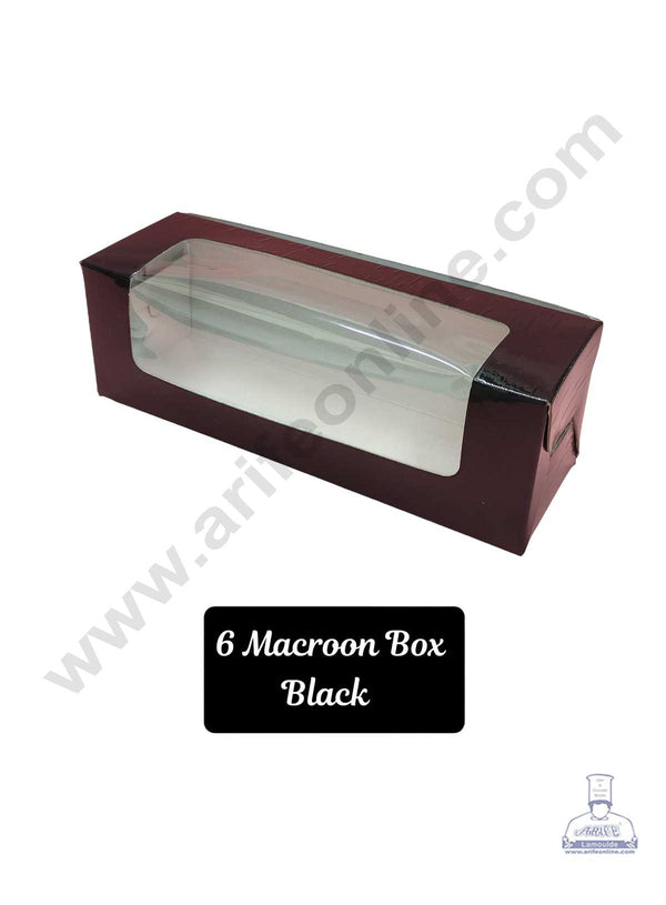 CAKE DECOR™ Black 6 Macaroon Boxes with Clear Window, Macaroon Carriers , Black (10 Pc Pack)