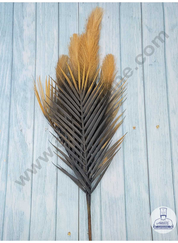 CAKE DECOR™ Black Brown Color Artificial Pampas Grass With Reeds For Cake Decoration Bouquet Wedding Party Centerpieces Decorative – Black Brown (1 Stick)