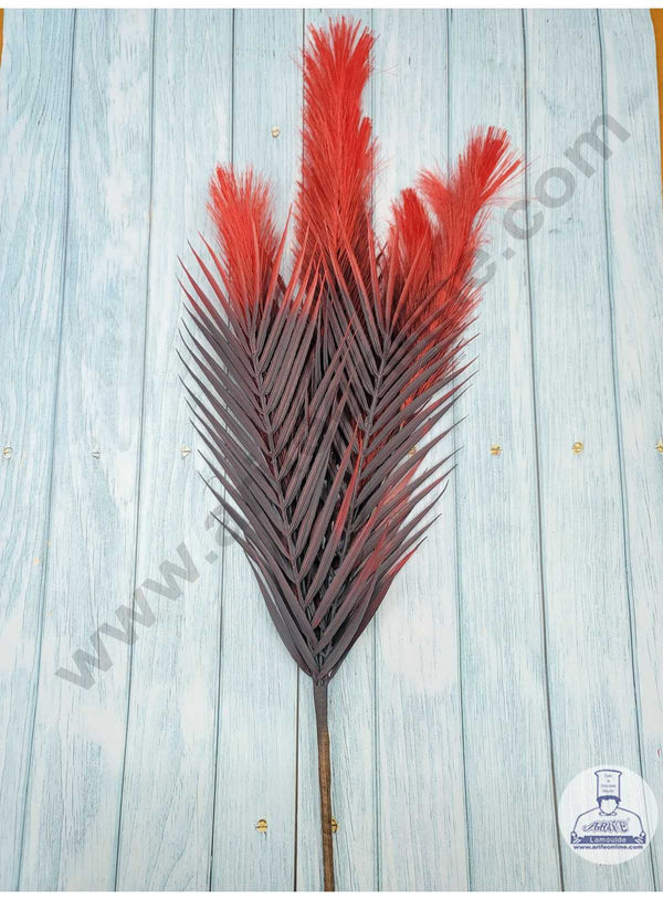CAKE DECOR™ Black Red Color Artificial Pampas Grass With Reeds For Cake Decoration Bouquet Wedding Party Centerpieces Decorative – Black Red (1 Stick)