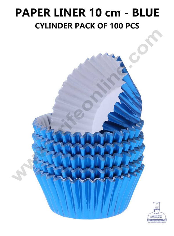 CAKE DECOR™ Blue Paper Liner For Cupcake and Muffins - Cylinder Pack 100 Pcs - 10 cm
