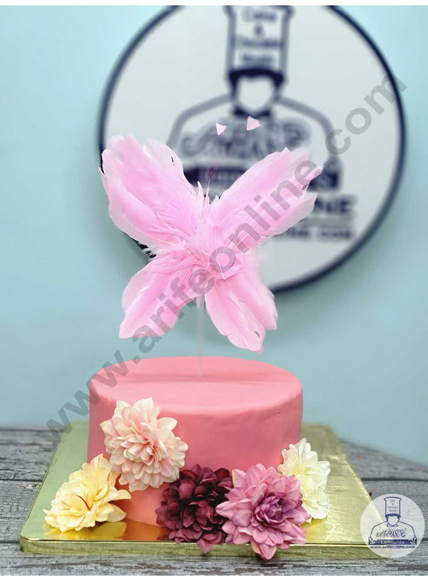 CAKE DECOR™ Butterfly Feather Topper For Cake Decorations - Pink ( 1 pc Pack )