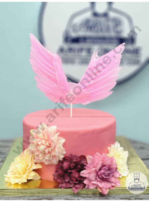 CAKE DECOR™ Butterfly Wing Feather Topper For Cake Decorations - Pink ( 1 pc Pack )