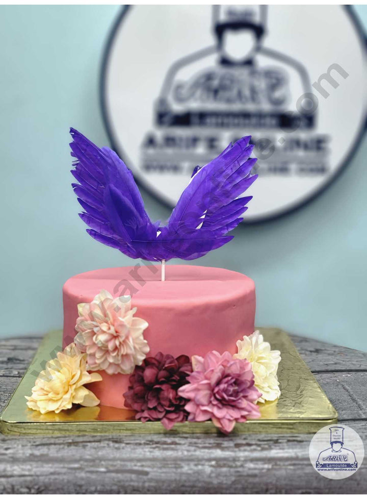CAKE DECOR™ Butterfly Wing Feather Topper For Cake Decorations - Purple ( 1 pc Pack )