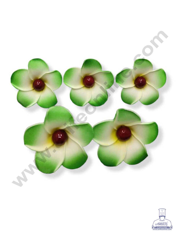 CAKE DECOR™ Champa Flower with Red Cherry Artificial Flower For Cake Decoration – Green ( 5 pc pack )