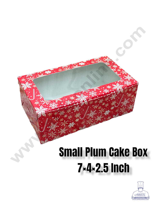 CAKE DECOR™ Christmas Theme 3 Plum Cake Box Clear Window, Plum Carriers - Small ( 10 Pcs Pack )