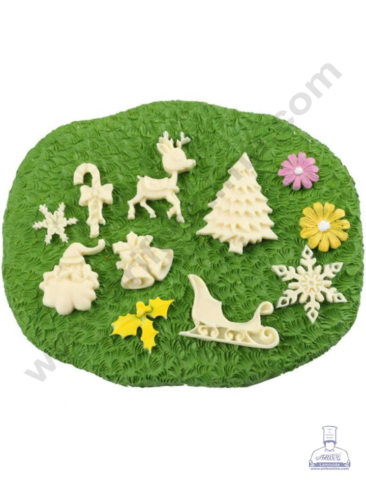 CAKE DECOR™ Christmas Tree Deer Snowflakes Bells Cart Shape Silicone Fondant Mold Silicon Marzipan Mould SBSP-DYF1605