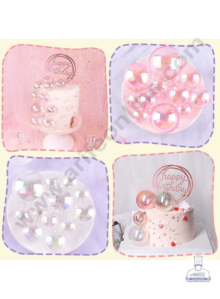 CAKE DECOR™ Crystal Bubble Balls Topper For Cake and Cupcake Decoration ( 12 pcs Pack )