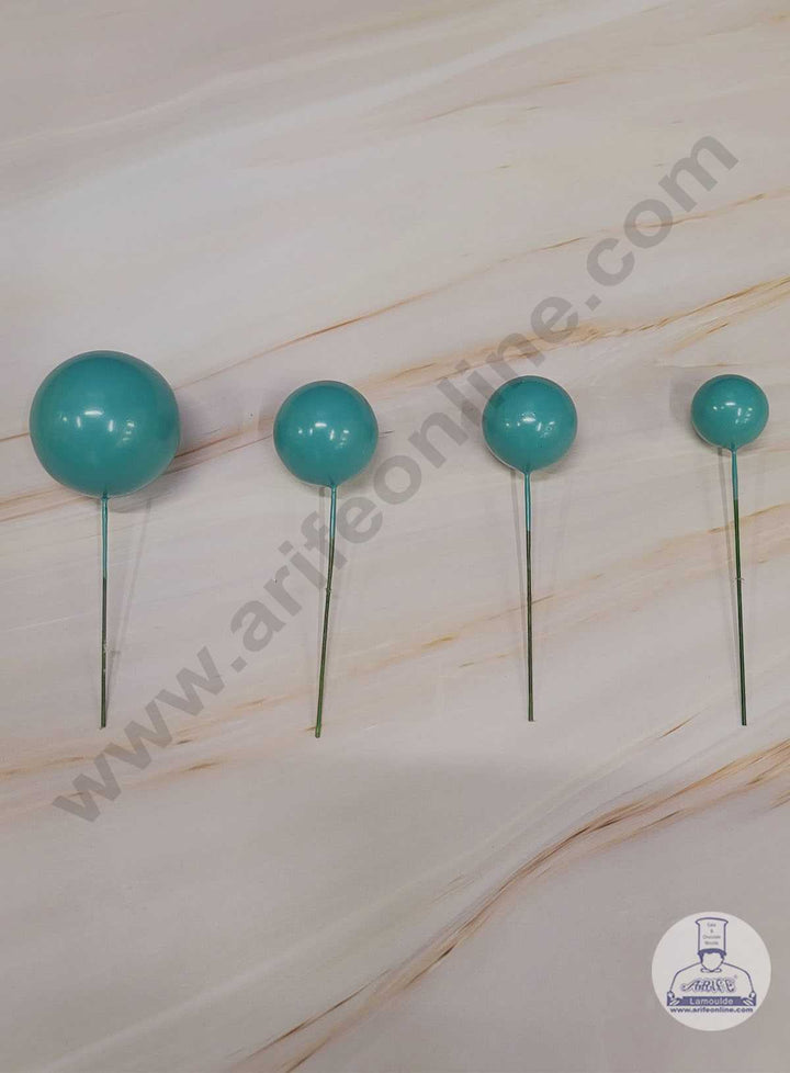 CAKE DECOR™ Cyan Faux Balls Topper For Cake and Cupcake Decoration - ( 12 pcs Pack )