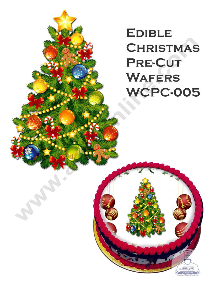 CAKE DECOR™ Edible Christmas Theme Topper Pre Cut Wafer Paper High Quality - Christmas Tree - ( 1 pc Pack ) SBWCPC-005