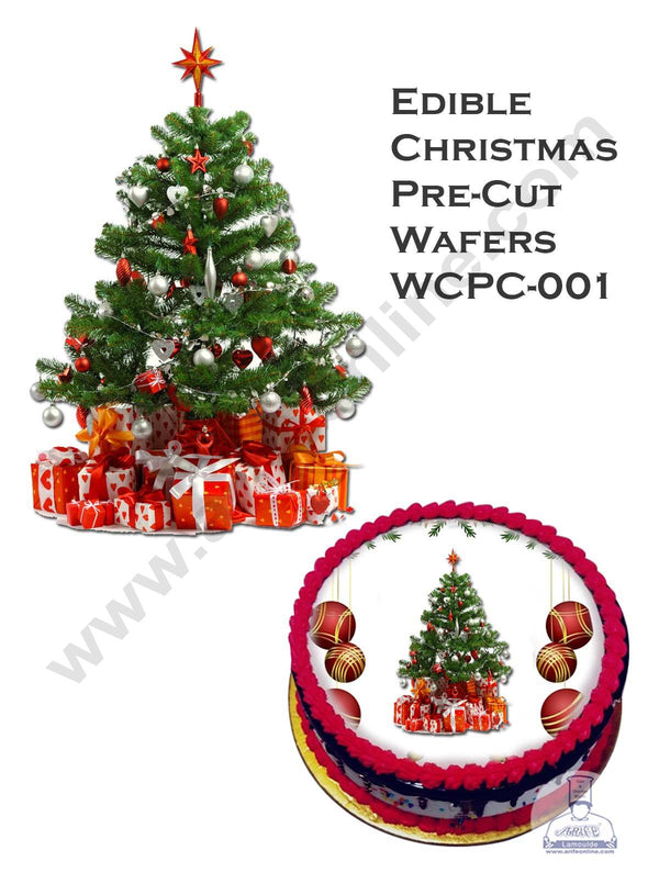 CAKE DECOR™ Edible Christmas Theme Topper Pre Cut Wafer Paper High Quality - Christmas Tree Cake Topper - ( 1 pc Pack ) SBWCPC-001