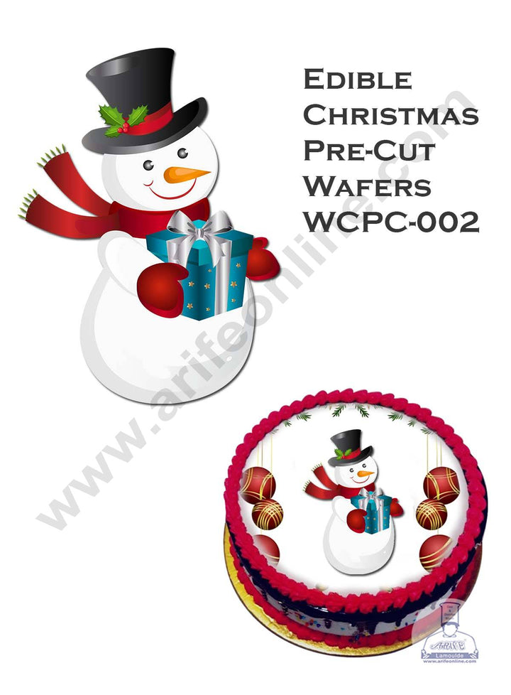 CAKE DECOR™ Edible Christmas Theme Topper Pre Cut Wafer Paper High Quality - Snowman - ( 1 pc Pack ) SBWCPC-002
