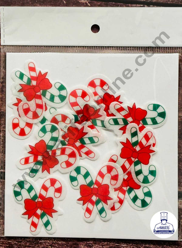 CAKE DECOR™ Edible Pre Cut Wafer Paper - Candy Canes Cake and Cupcake Topper - ( Set of 11 pcs) SBPC-Christmas-004