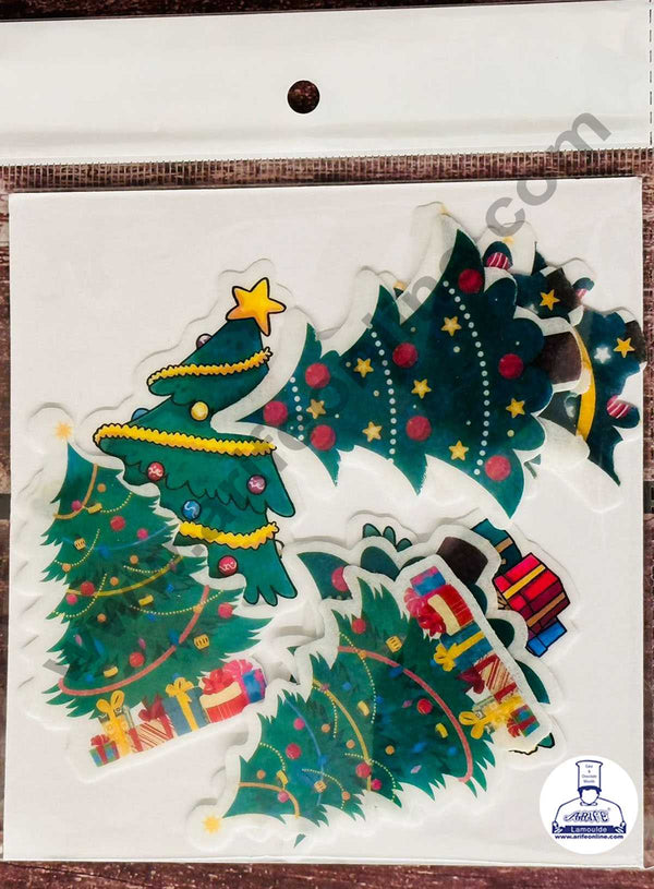 CAKE DECOR™ Edible Pre Cut Wafer Paper - Christmas Tree Cake Topper - ( Set of 7 pcs) SBPC-Christmas-001