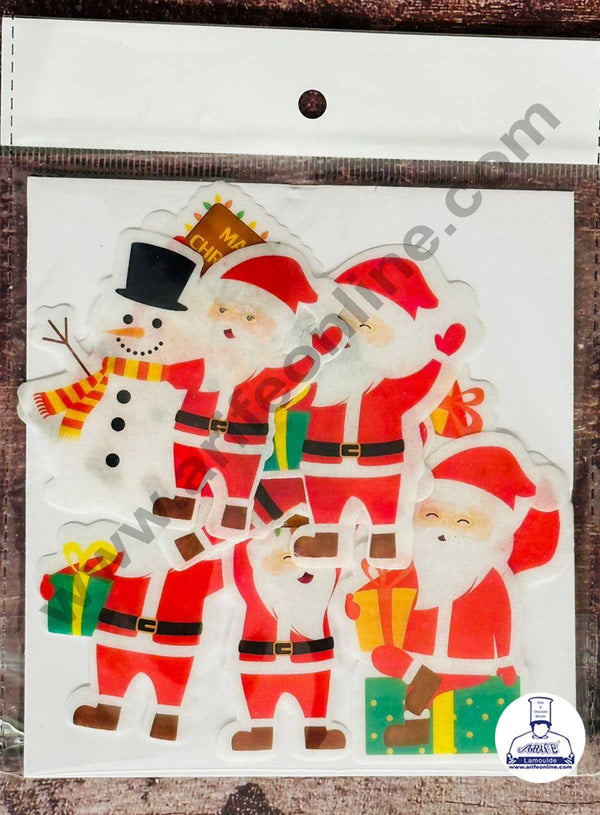 CAKE DECOR™ Edible Pre Cut Wafer Paper - Santa Clause Cake and Cupcake Topper - ( Set of 7 pcs) SBPC-Christmas-002