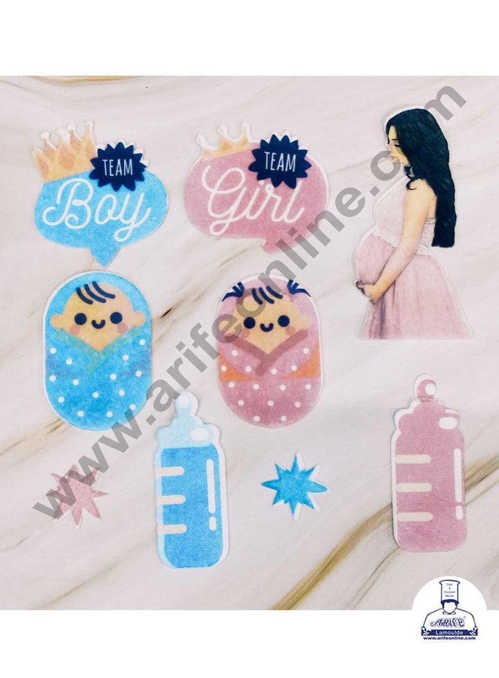 CAKE DECOR™ Edible Theme Topper Pre Cut Wafer Paper High Quality - Baby Shower Cake Topper - ( 9 pc Pack ) SB-EWP-BShower