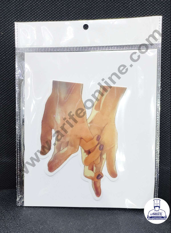 CAKE DECOR™ Edible Theme Topper Pre Cut Wafer Paper High Quality - Couple Hand in Hand Cake Topper - ( 1 pc Pack ) SB-EWP-46