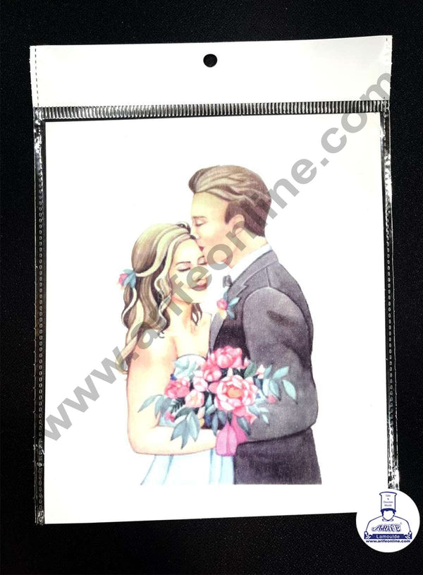 CAKE DECOR™ Edible Theme Topper Pre Cut Wafer Paper High Quality - Couple with Flower Cake Topper - ( 1 pc Pack ) SB-EWP-CFCouple