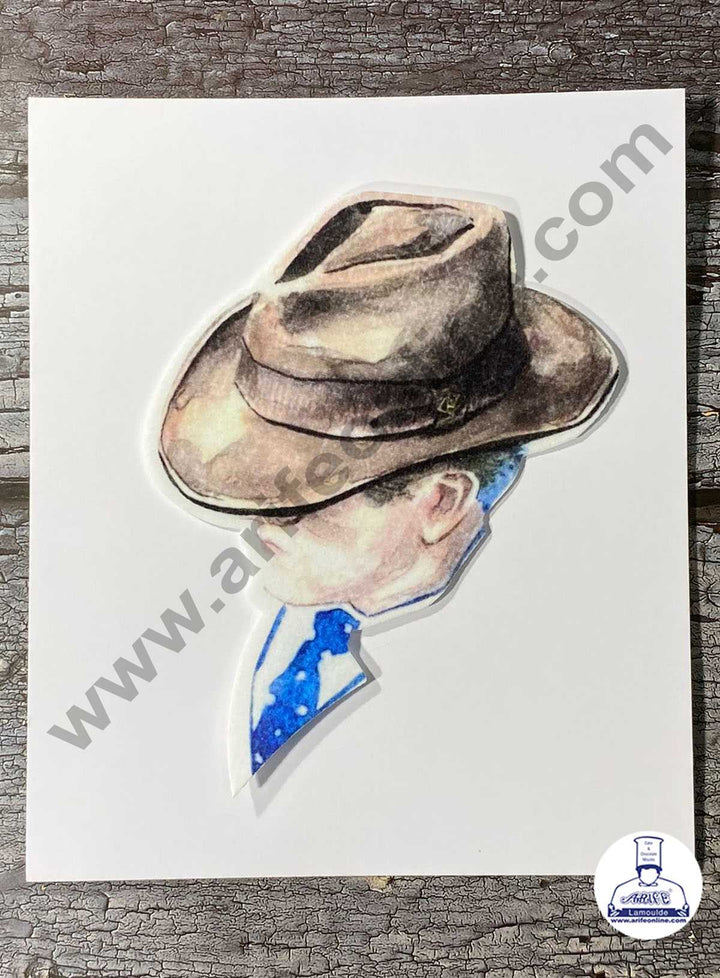 CAKE DECOR™ Edible Theme Topper Pre Cut Wafer Paper High Quality - Cow Hat Man Cake Topper - ( 1 pc Pack ) SB-EWP-64