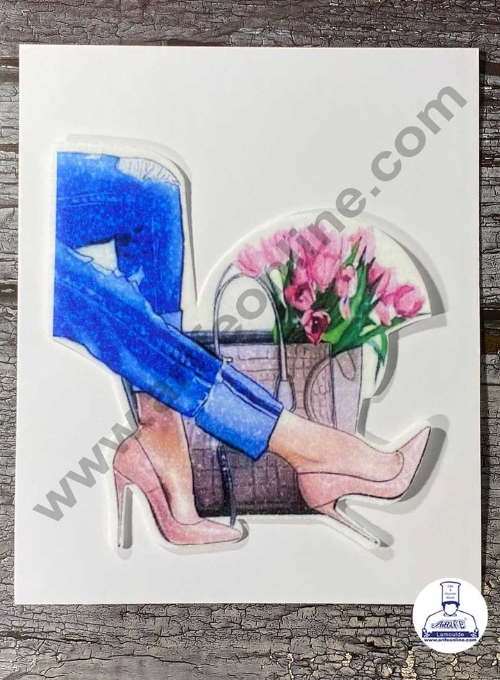 CAKE DECOR™ Edible Theme Topper Pre Cut Wafer Paper High Quality - Lady Heels Cake Topper - ( 1 pc Pack ) SB-EWP-65