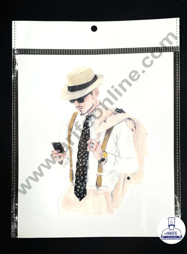 CAKE DECOR™ Edible Theme Topper Pre Cut Wafer Paper High Quality - Man Pose Cake Topper - ( 1 pc Pack ) SB-EWP-22