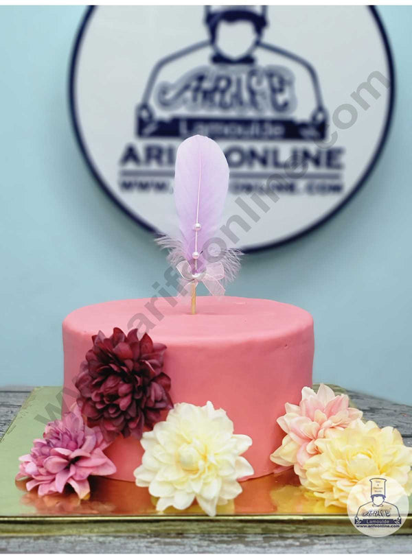 CAKE DECOR™ Feather With Pearls Topper For Cake Decorations - Purple ( 1 pc Pack )
