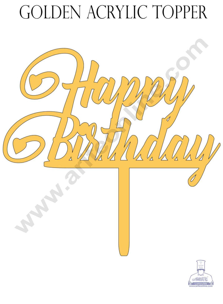 CAKE DECOR™ Golden Acrylic Cake Topper - Happy Birthday ( SBMT-508 )