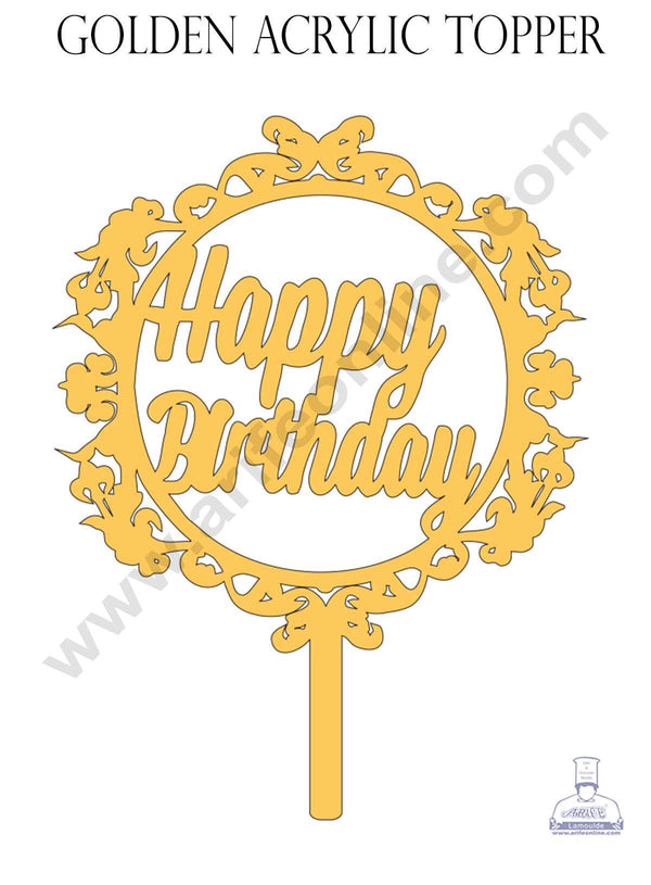 CAKE DECOR™ Golden Acrylic Cake Topper - Happy Birthday ( SBMT-847 )