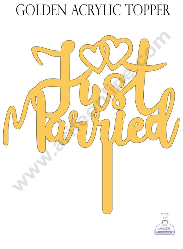 CAKE DECOR™ Golden Acrylic Cake Topper - Just Married ( SBMT-JM-005 )