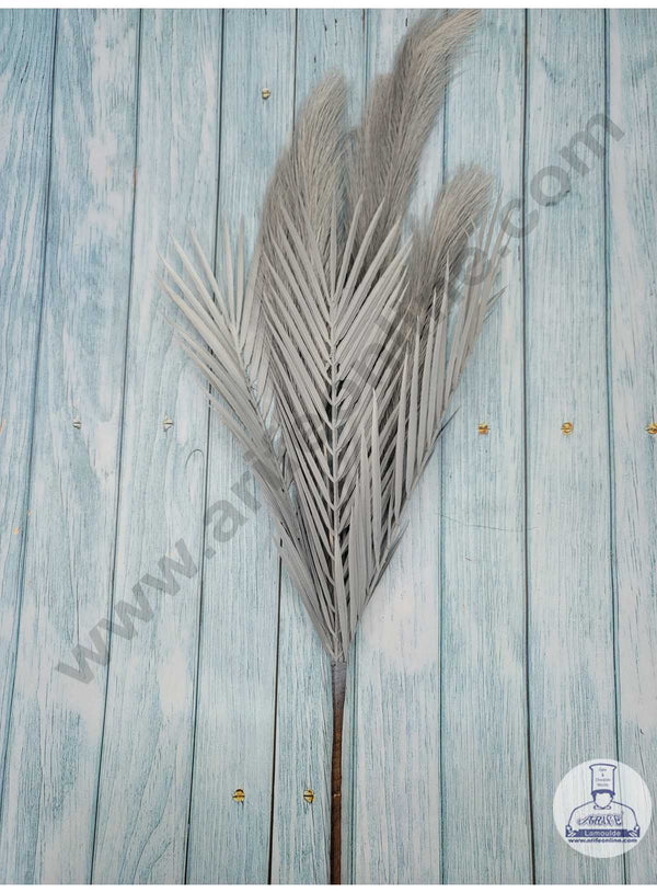 CAKE DECOR™ Grey Color Artificial Pampas Grass With Reeds For Cake Decoration Bouquet Wedding Party Centerpieces Decorative – Grey (1 Stick)