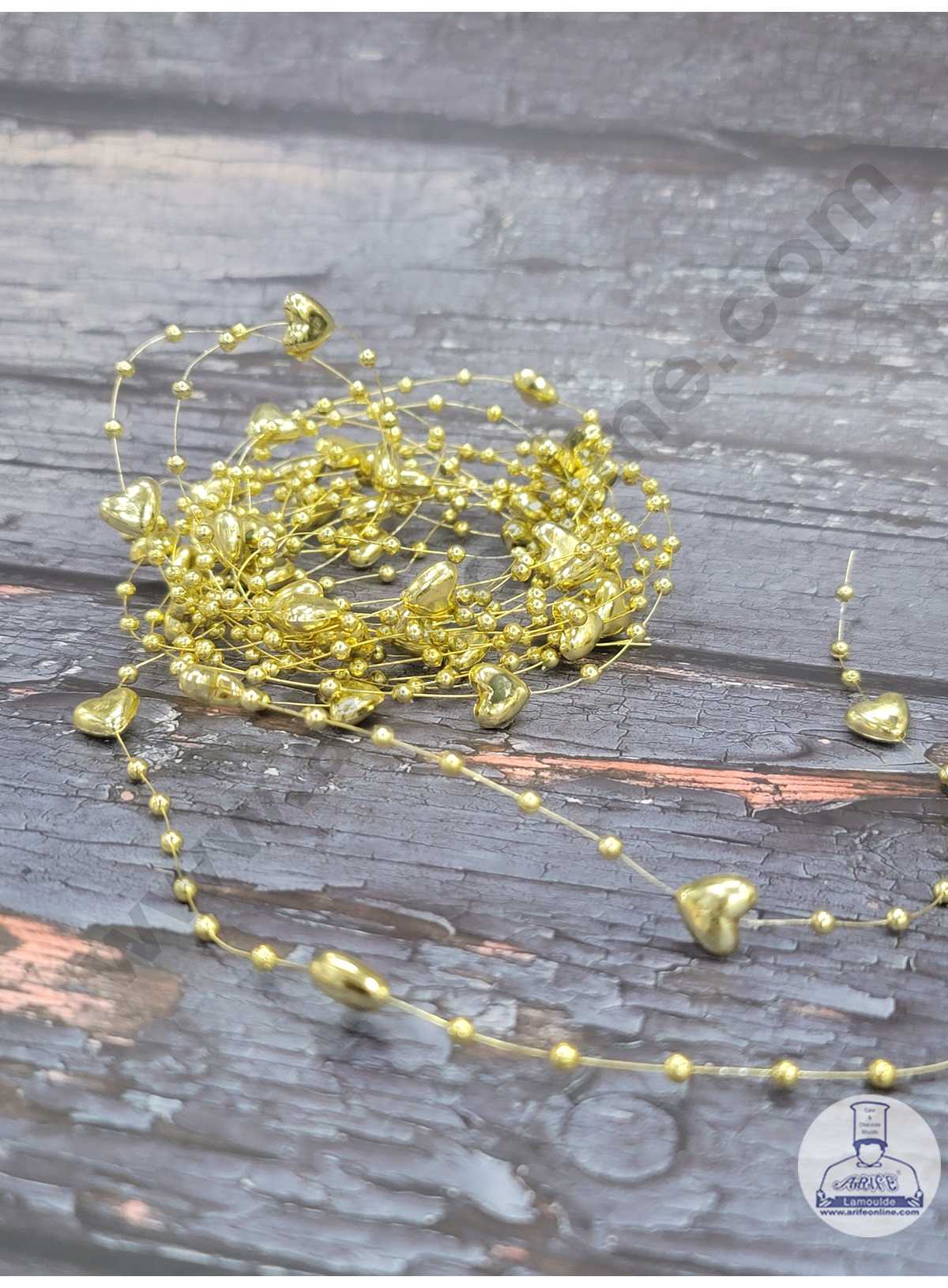 CAKE DECOR™ Heart Pearl Bead String For Cake Decoration – Gold ( 4 Met ...