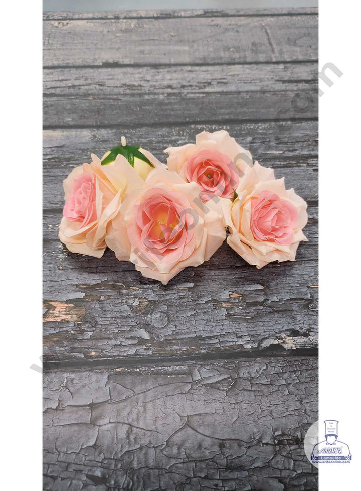 CAKE DECOR™ Large Rose Artificial Flower For Cake Decoration – Light Pink ( 5 pc pack )